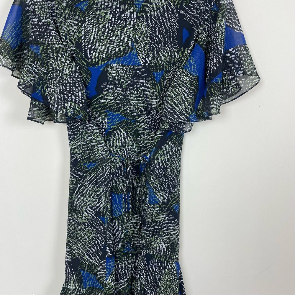 REISS Sophie Chiffon Mini Dress Green Jungle Print Green  Size 0 - Picture 11 of 12